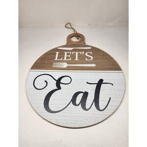 “LET’S EAT” Wood Home Decor Hanging Wall Decor 2 Tone Finish